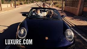 ”Threeway with a blonde & a redhead in a villa”