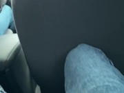 Teen guy jerked off and cummed in the back seat of a taxi