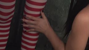 Lesbian Strippers In Fishnets Eat Out Each Other'_s Shaved Pussies