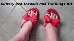 Glittery Red Toenails and Toe Rings JOI MP4 1080