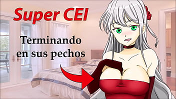 SUPER CEI HENTAI en espa&ntilde_ol. Limpiando el semen de sus pechos.