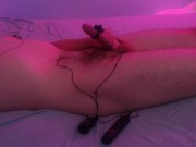 Left alone restrained with a vibrator and post orgasm torture