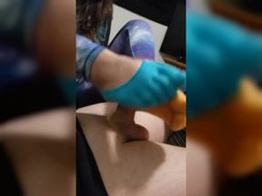Blue and Orange Toe Sockjob Part 1