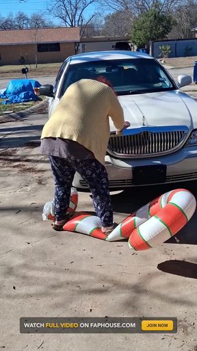 Big Beautiful Woman Nurse Vicki Crushes This Blow up Candy Cane