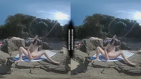 Matty Risky Public Dildo Masturbation On Beach Cheri Rebeka Ruby Sunbathing Background