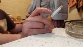 Cigarette his dick and sperm