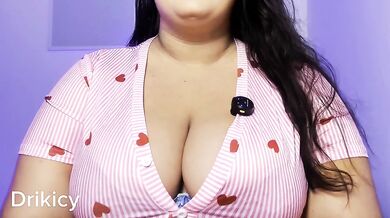 Huge natural tits give you a tight handjob with her own cum