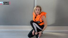 ASMR Lifejacket Fetish Confession in Shiny Lycra Leggings - WMV
