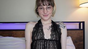 petite trans hottie claire gemini takes huge cock in pov
