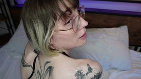 petite trans hottie claire gemini takes huge cock in pov