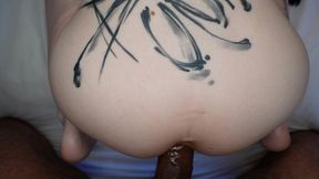 petite trans hottie claire gemini takes huge cock in pov