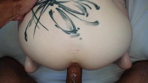 petite trans hottie claire gemini takes huge cock in pov