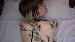 petite trans hottie claire gemini takes huge cock in pov
