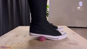 Cock Crushing Full Weight in High Converse Shoes - Bootjob, Shoejob