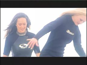 Hot surfer chick sucks hard cock while getting fucked doggystyle