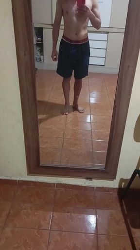 Boy in Shorts in the Mirror