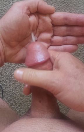 Solo masturbator strokes and swallows my own cum
