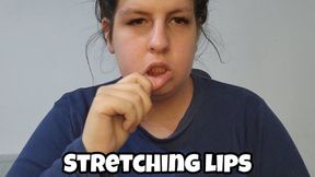 Extreme Lip Stretching with Hands - Bottom Lip Pull Far Down Close Up