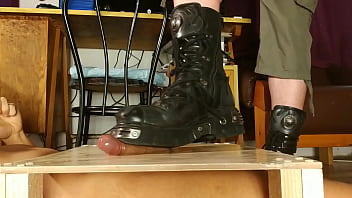 Erotic cock stomping with New Rock boots HD