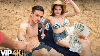 Picking up a European babe for hard anal sex by the lake