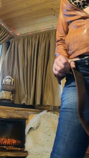 Cabin Striptease - Leather Belt, Jeans &amp; Slow Teasing (Part 2)   Clip 3