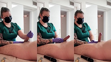 Professional Nurse Working on Her Patient in the Office