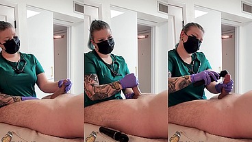 Professional Nurse Working on Her Patient in the Office