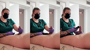 Professional Nurse Working on Her Patient in the Office