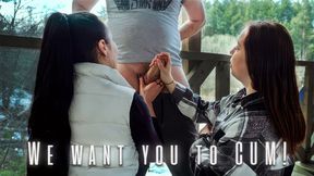 We Brought Him Along for Fun - Outdoor Threesome Blowjob