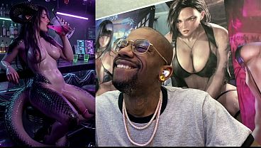 Transgender Dragon Waifu At A Bar With Her Hard Girl Cock Out, AI Generated