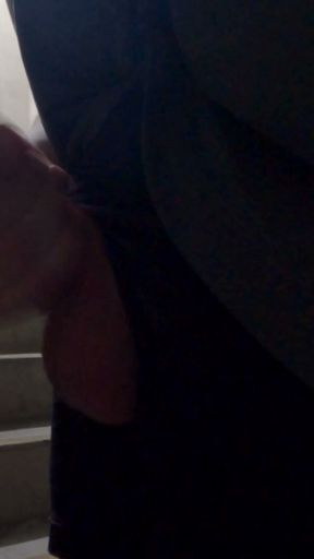Straight guy walks around the work stairs with his cock out.   Clip 2