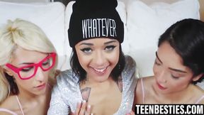 Horny teen babe gets banged by big dick in foursome