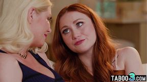 Teen stepdaughter Scarlet Skies seduces her MILF stepmom for comfort