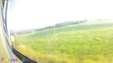 I love jerking off my thick cock with foreskin on a moving train.