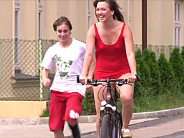 Bike riding teen Bella banged hard