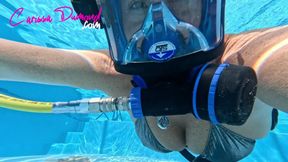 Carissa in FFM flirting in the pool with rare crotch shots