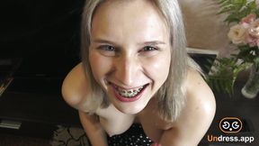 Blonde virgin gets deepthroated and analed in missionary position