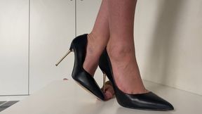Lady Latisha - Guess Black Leather Stilettos Cock Trampling CBT Shoejob (V2) - POV