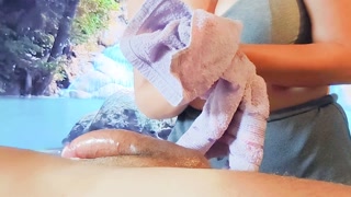 4k Erotic massage with sexy wife with big tits and big ass, great cumshot