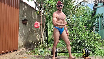 Arms Workout Outdoors in Thong by LouiFerdi