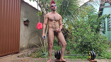 Arms Workout Outdoors in Thong by LouiFerdi