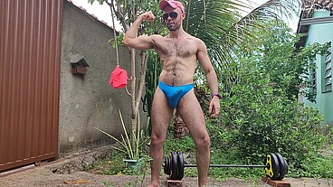 Arms Workout Outdoors in Thong by LouiFerdi