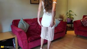 Skinny Mature Woman Josie Posie Loves to Finger Her Hairy Pussy on Camera