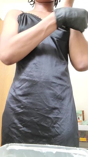 Amateur teen in latex gloves flaunts her tits on OnlyFans