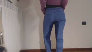 Pee in tight jeans
