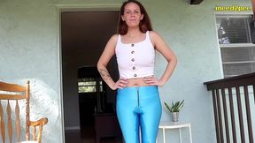 new pants wetter natalie charm peeing her spandex