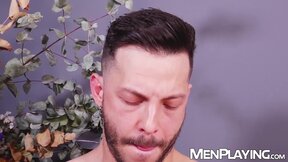 Tattooed John Brachalli strokes and teases in solo close up
