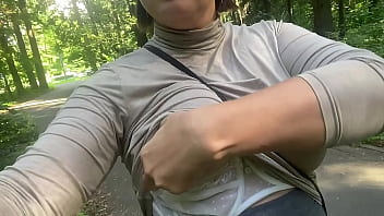 Walking in the CITY PARK, I pulled out my BOOBS. My NIPPLES swelled up &amp_ I wanted to masturbate