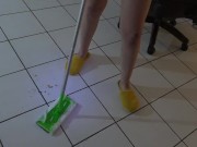 EMO girl helps with Handjob, cleaning and MORE