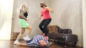 Kim Judge and Lady Nora - Exercise and refreshment for our slave - small version